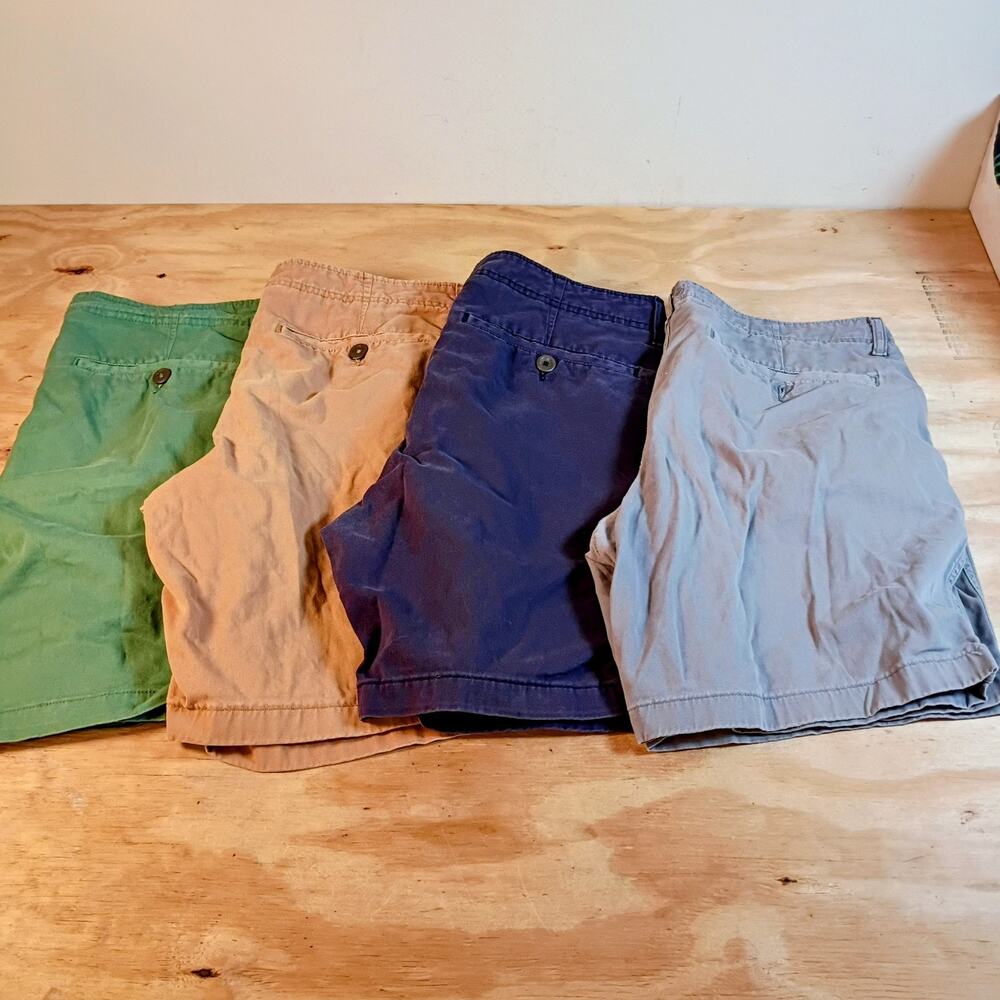 True Craft Mens Shorts Lot 4 Size 36W Chino Flat Front Stretch Cotton Blend